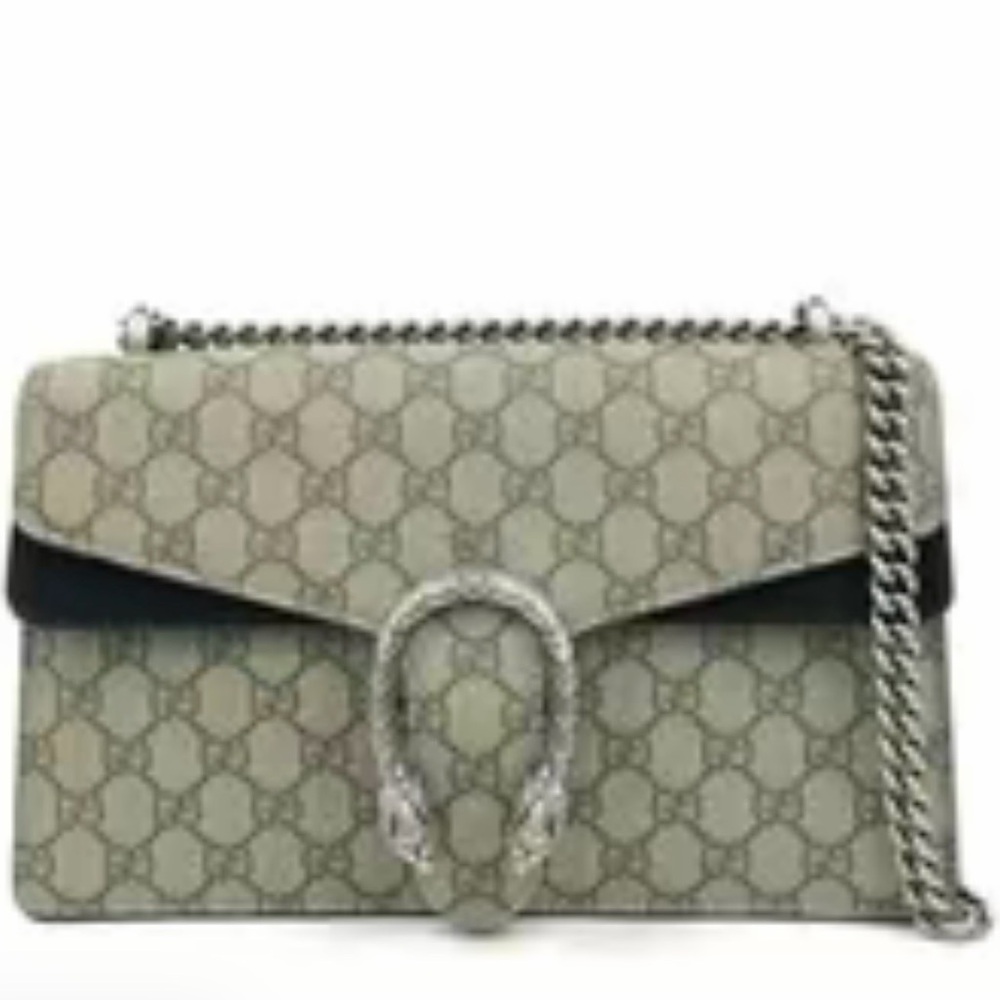 Gucci Beige and Black Shoulder Bag with Chain
